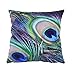 JML Couch Peacock Throw Pillow Case, Micro Fleece Decorative Pillow Cover 18