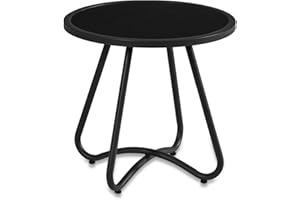 YIYAN Outdoor Side Tables, Resistant Steel Patio Side Table, Small Round End Table for Patio Balcony Porch Garden (17 Inch Black)