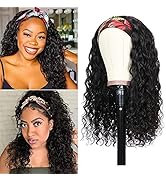 Water Wave Headband Wig Human Hair Wigs for Black Women Wet and Wavy Curly Human hair Headband Wi...
