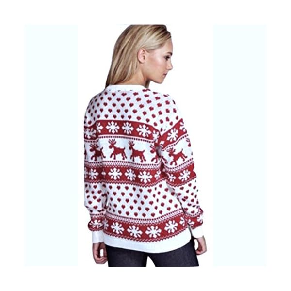 Christmas Floral Sweatshirt, Keepfit Women Reindeer Snowflake Blouse Top Sweater - Image 5