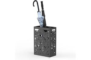 Mango Steam Monstera Umbrella Holder Stand for Home or Office Entryways (Black, Monstera)