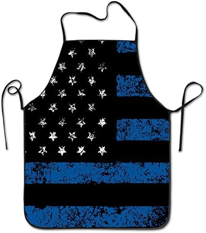 Vintage Thin Blue Line Kitchen Aprons For Women Men