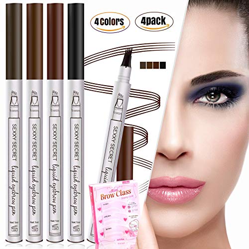 Tattoo Pen Microblading Eyebrow Pencil(4 Pack 4 colour), Smudge-Proof Ink Gel Tint with Four Tips, Natural Hair-Like, Tint Dye Cream for Eyes Makeup
