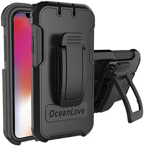 iPhone X Belt Case, Newoer Dual Layer iPhone X Hard Shell Case with Kickstand + Swivel Holder Rugged Tough Case with Secure Clip Holster for Apple iPhone X (2017 Release)