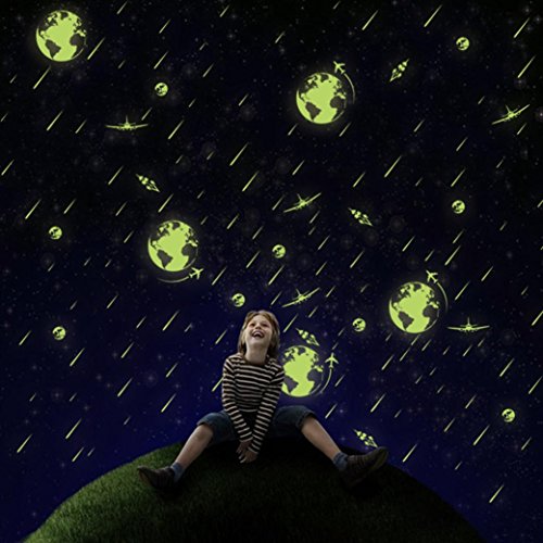 Fluorescent Meteor Shower Wall Sticker, Oksale 10.2 x 14.2 Inch, Glow In The Dark Kids Bedroom PVC Wallpaper Home Decor Removable Applique Papers Mural