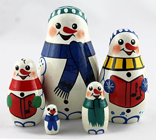 Snowman Matryoshka Gifts Wooden Nesting Russian Stackable Wooden Dolls, Top Christmas Gifts For Kids Decor For Home Apartment Decorating 5pc