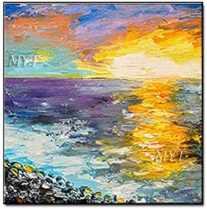 SILYHN El Hermoso Cielo y el mar Son Coloridos Pintura al óleo sobre