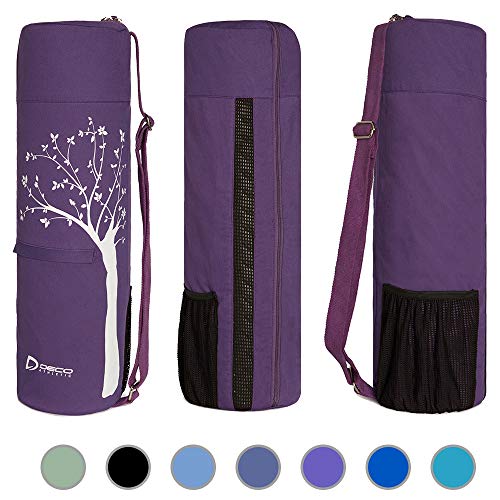 Deco Athletic Yoga Mat Bag Full Zip, Fits Up to 25in Mat, 2 Large Zip Pockets, Large Mesh Pocket- Room for Towel, Wallet, Keys, Water Bottle