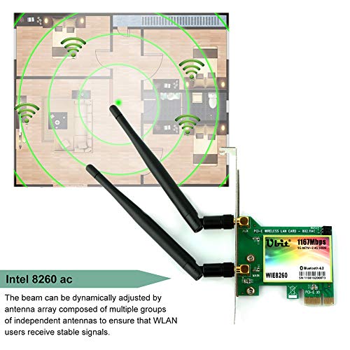 WiFi Card AC 1200Mbps,Wireless Network Card,Ubit 8260 Wireless Network Card with Bluetooth 4.2 Network Server Adapter,Dual-Band 5G/2.4G,PCI-E Wireless WI-FI Adapter Network Card for PC - Thumbnail 7