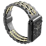 YOUTIME Bands Compatible with iWatch 42mm 44mm, Premium Metal Link Bracelet Accessories Replacement Bands for iWatch Series 5/4/3/2/1 (Black Gold, 44mm/42mm)