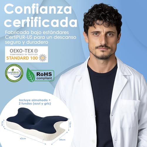 Neck and Neck Pillow, Memory Foam Pillow, Cervical Pillow, Ergonomic Pillow, Orthopedic Pillow, Anti-Snoring Pillow for Side Sleepers, Back and Mouth Down