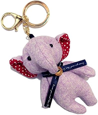 Viawow Elephant Shaped Plush Purse Charm Pendant Keychain Keyring Key Ring Chain (Purple, K113)