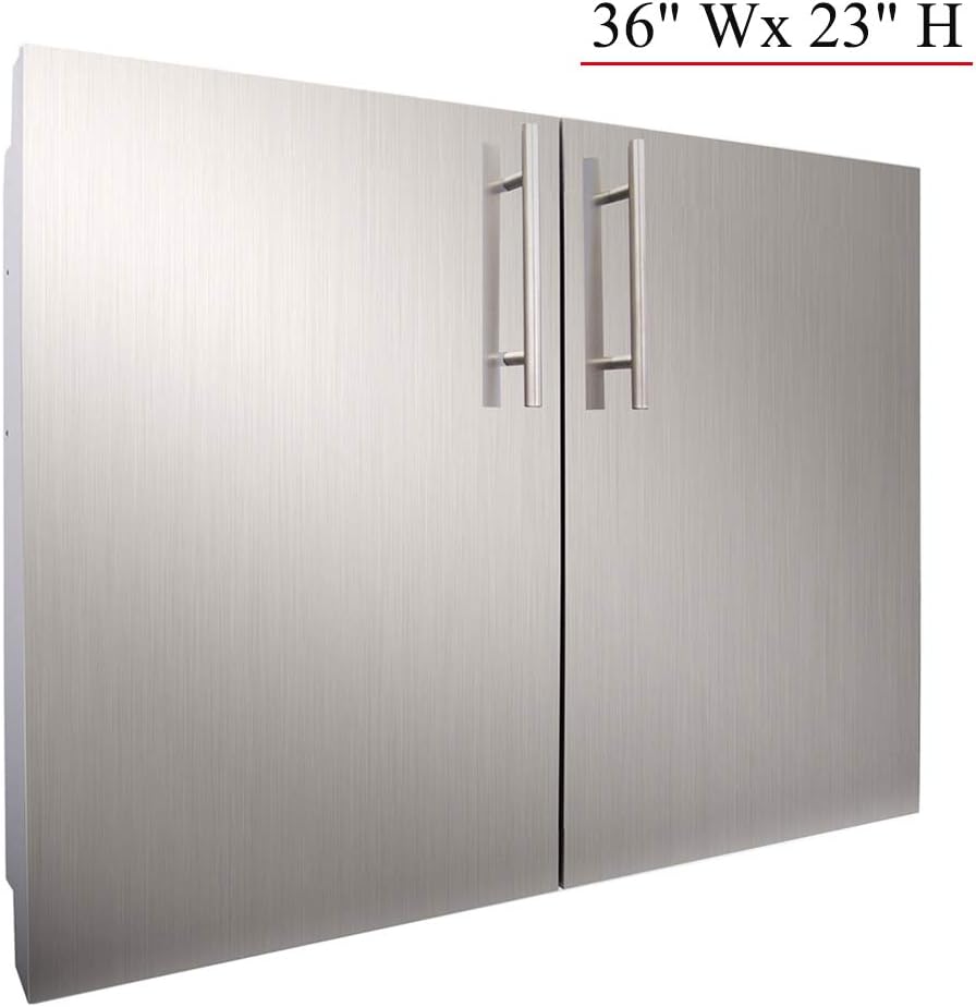YXHARD Outdoor Kitchen Door, 304 Stainless Steel 36" Wx 23" H Double BBQ Access Door with Open Close Damped Hinges for Outdoor Summer Kitchen Grilling Station or Commercial BBQ Island