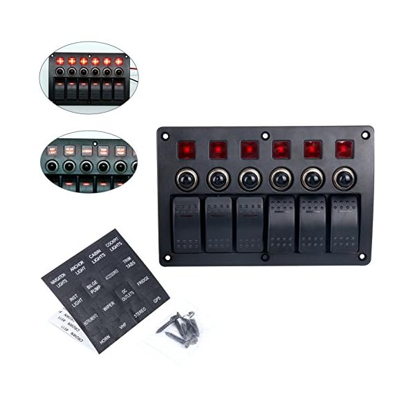 Amarine-made-6-Gang-Red-LED-Indicators-Rocker-Circuit-Breaker-Waterproof-Marine-Boat-Rv-Switch-Panel-PN-CB6-R
