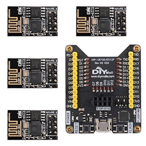 Stemedu ESP8266 Test Board Code Burner Flash Downloader ESP8266 ESP-01S Serial WiFi Wireless Transceiver Module for Fixture Board (Pack of 5pcs)