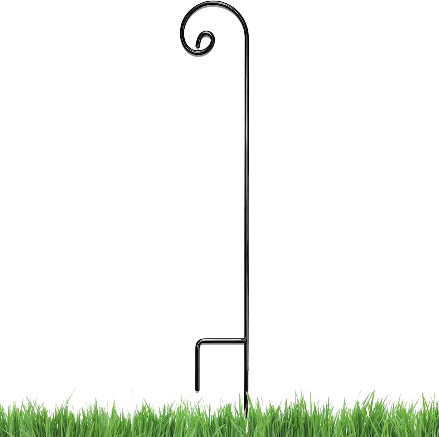 Outdoor Shepherd's Hooks - Ashman Shepherd Hook 65 Inch Curled (1 Pack), 1/2 Black Inch Diameter, Solid Metal for Hanging Plant Bird Feeders, Mason Jars, Flower Basket, Christmas Lights, Lanterns, Garden Stakes, and Weddings