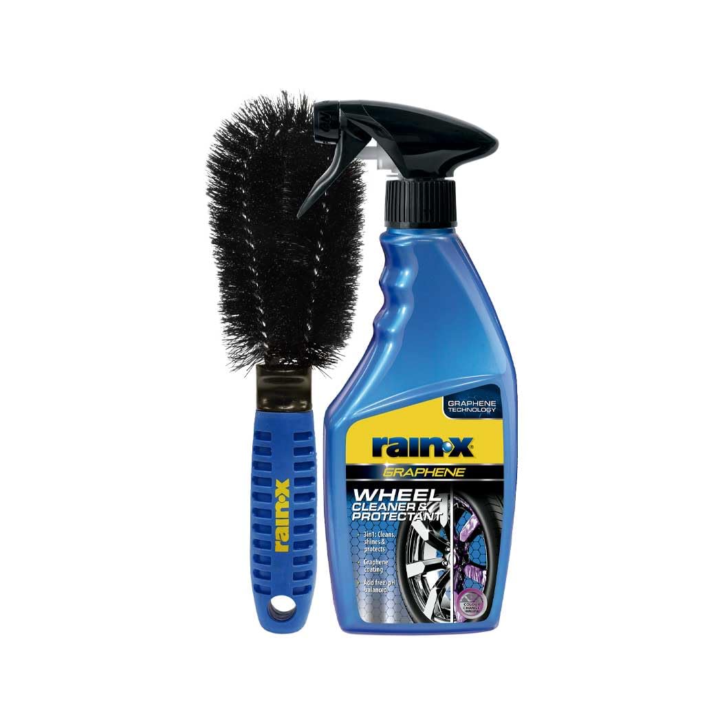 Rain-X Graphene Felgenreiniger & Felgenschutz - 3-in-1 Formel mit Farbwechsel - Säurefreie Reinigung und langanhaltender Glanz für alle Felgentypen - inkl. Felgenbürste - 500 ml