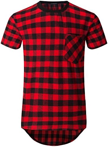 UNRESTRAINED Mens Hip Hop Clothing Side Zipper Tshirt For Men Red M