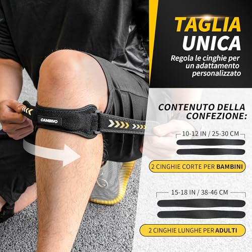 CAMBIVO Adjustable Patella Knee Brace 2 Pieces, Orthopaedic Knee Support with Compression Pad, Patella Knee Support for Tendonitis, Sports Injury, Running, Sports