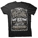 50th Birthday Gift Shirt - Vintage Aged to Perfection 1970 - Black-001-Lg