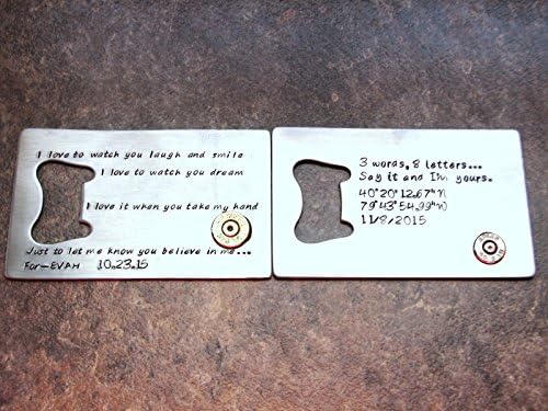 Personalized Steel Wallet Card Bottle Opener with Bullet