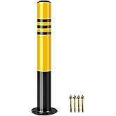 CYGJSYEA Safety Bollard with Anchor Bolts – 30" x 3" Heavy Duty Steel Parking Barrier Post with Reflective Tape, Traffic Safe