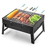 Uten BBQ Grill Portable, Charcoal Barbecue Grill Smoker Grill for Outdoor Cooking Camping Hiking Picnics [Small]