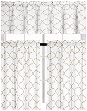 Regal Home Collections Shabby Lattice Kitchen Curtains - Assorted Colors (Linen)