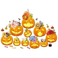 Mozamy Creative Halloween Wall Decals Halloween Flowers Halloween Pumpkins Wall Décor Peel and Sticks Wall Decals