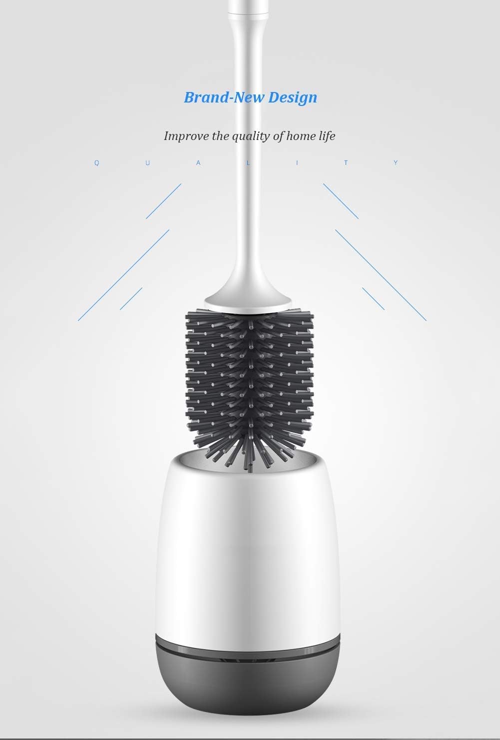 Salle De Bain Et Wc Ameublement Et Decoration Runzi Brosse Wc En Silicone Avec Support En Poils Souples En Silicone Pour Salle De Bain Et Cuvette Wc Avec Poignee Antiderapante Avec Poils