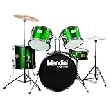 Mendini by Cecilio Complete Full Size 5-Piece Adult Drum Set with Cymbals, Pedal, Throne, and Drumsticks, Metallic Green, MDS80-GN