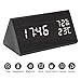 TooTa Digital Clock, 3 Alarm Settings, with Wooden Electronic LED Time Display, Dual Temperature & Humidity Detect, Ideal for Bedroom, Bedside Kids, Batteries not Needed, Black