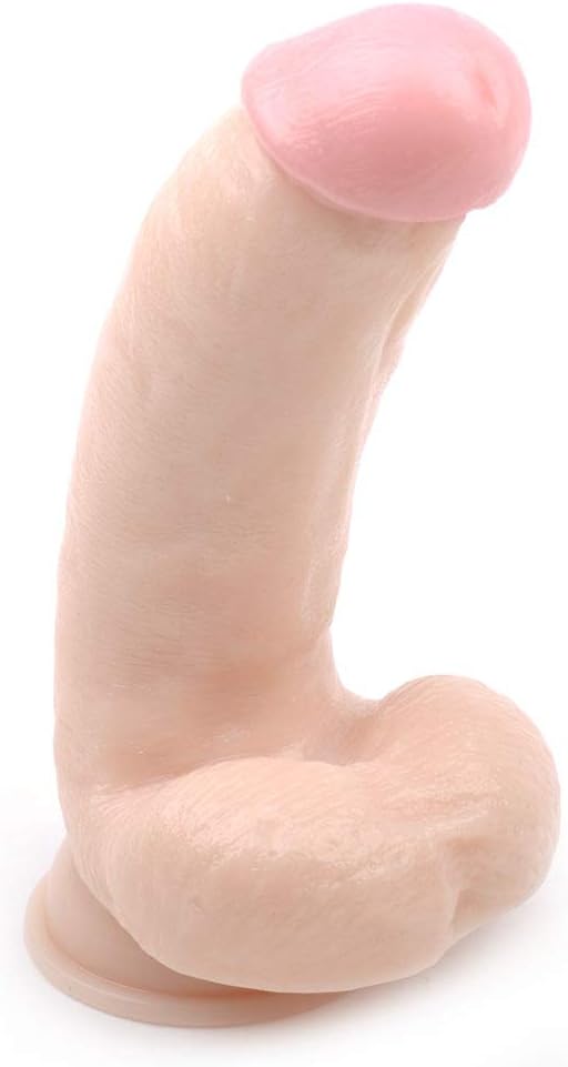 BeHorny Realistic Curve Penis Dildo with Balls and Suction Cup Base, Flesh - Image 4