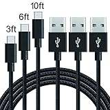 MCUK Type C Cable, 3 Pack 3ft 6ft 10ft Type C Cable Charging Cord Nylon Braided Data Sync Cable for New Macbook 12 inch, OnePlus 2, LG G5, Nexus 6P/5X, ChromeBook Pixel (3ft+6ft+10ft)Black)