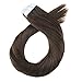 Moresoo 16 Inch Hair Extensions Tape Hair Chocolate Brown Color #4 Straight Remy Hair Soft and Silky Human Hair with Invisible Tape 40pcs/100g
