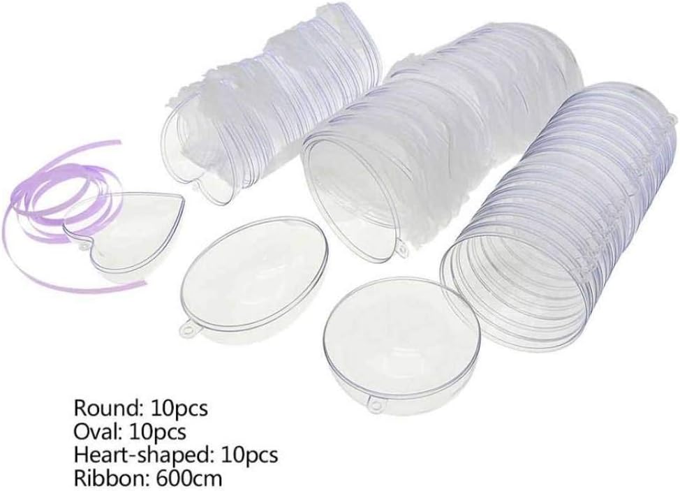 Clear Fillable Ball Baubles Open Plastic Heart Oval Globe Xmas Tree Ornaments for Wedding Birthday Decor