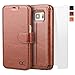 OCASE Galaxy S7 Case [Slim Fit] Leather Wallet Case with Screen Protector for Samsung Galaxy S7 Devices -Brown