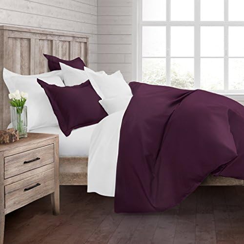 Prestige Home Collection Soft Brushed 1500 Series Microfiber Duvet Cover Set - Hotel Quality &amp; Hypoallergenic with Zippered Closure &amp; Matching Shams - King/Cal King - Purple