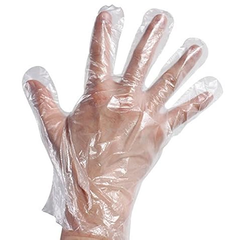 DND Marketing Transparent Disposable Plastic Hand Gloves - 100 Pieces