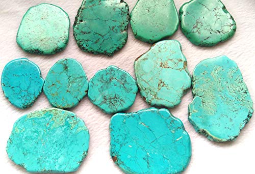 weekbeads Bulk 5pcs Turquoise Slab Turquoise Stone cabochon Card Slab Freeform Flat Nuggets Round Bead Finding 30-100mm(4