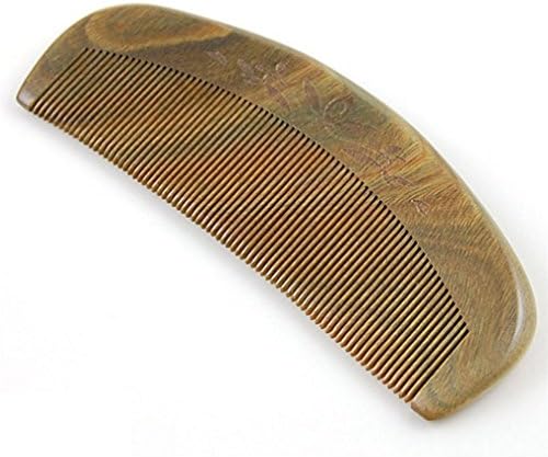 Modocomb Charm Handmade Natural Green Sandal Wood Fine toothed Comb Handbag Comb Health Aromatic Smell 4.48x1.75 inch