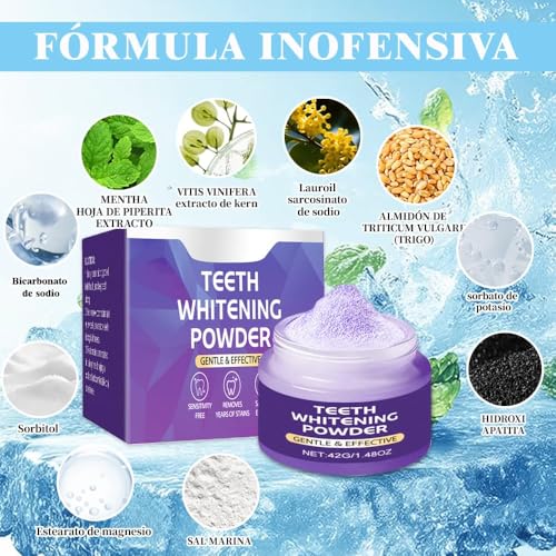 Professional Teeth Whitener, Teeth Whitening Powder, Effective to Strengthen Teeth and Gums, Long Lasting Teeth Whitening, Gentle for Sensitive Teeth, Removes Years of Stains (Purple1227)