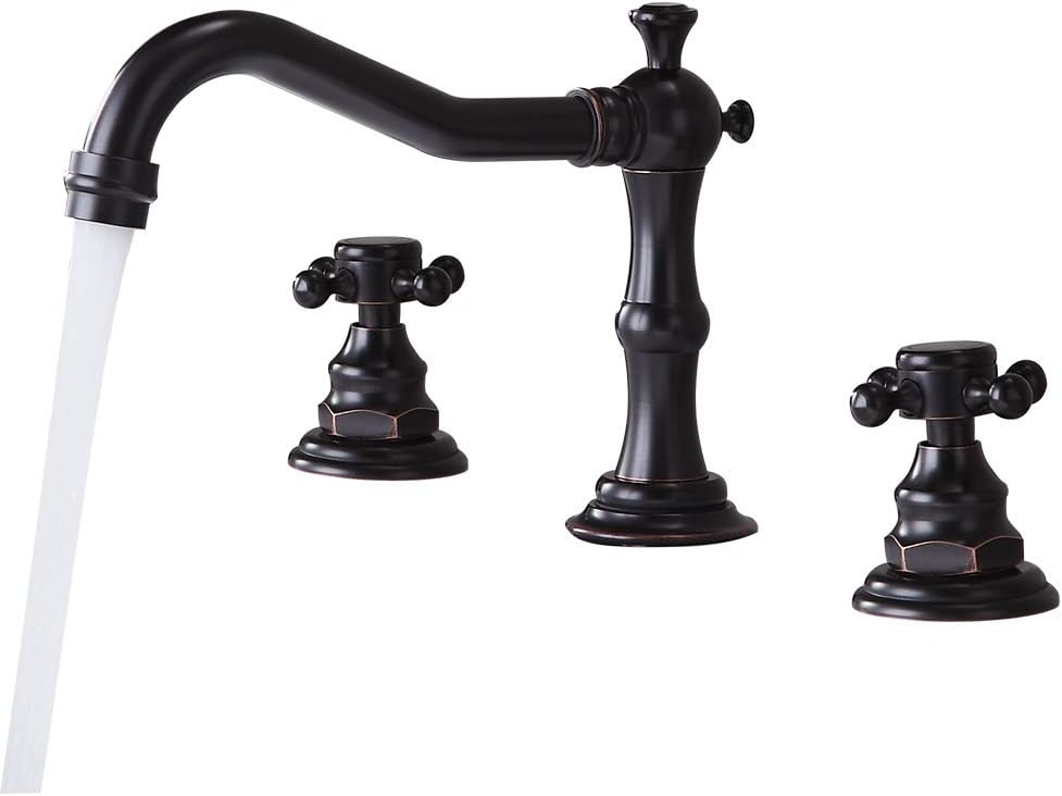 Lovedima Modern 3 Hole Antique Black Widespread Sink Faucet Deck Mounted Bathroom Tap (Deck Mounted)