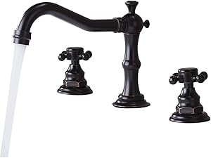Lovedima Modern 3 Hole Antique Black Widespread Sink Faucet Deck Mounted Bathroom Tap (Deck Mounted)