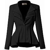 Hybrid & Company Women's Casual Work Office Dressy Double Lapel Single Button Peplum Comfortable Blazer