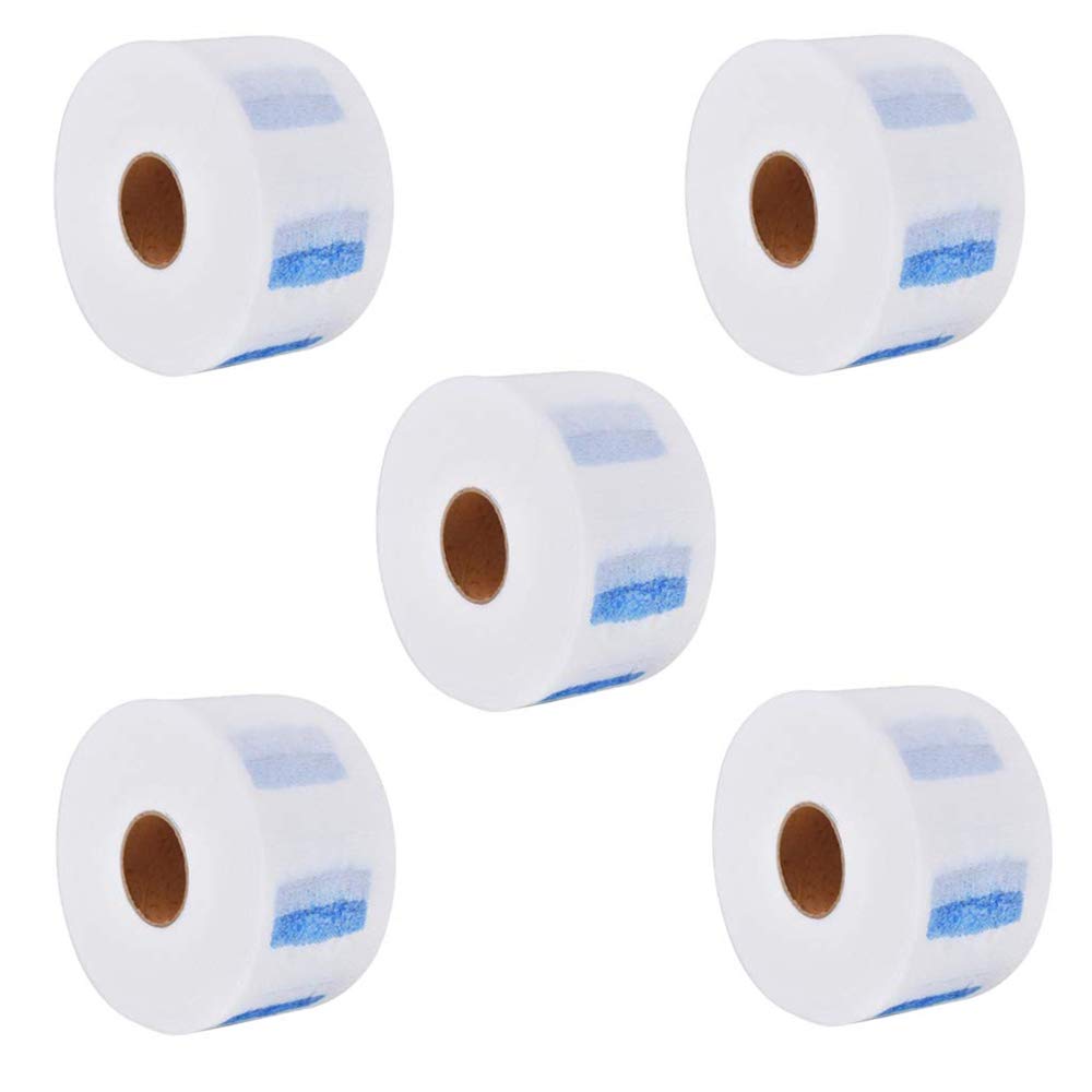 5 Rolls Barber Neck Tape Neck Ruffle Roll Paper Disposable Neck Protection Paper Strips Professional Hair Cutting for Hairdressers and Barbers or Household Use