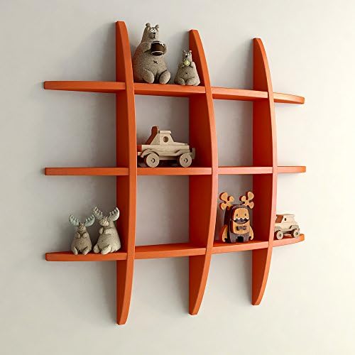 DecorNation Globe Shape MDF Floating Wall Shelf, Orange
