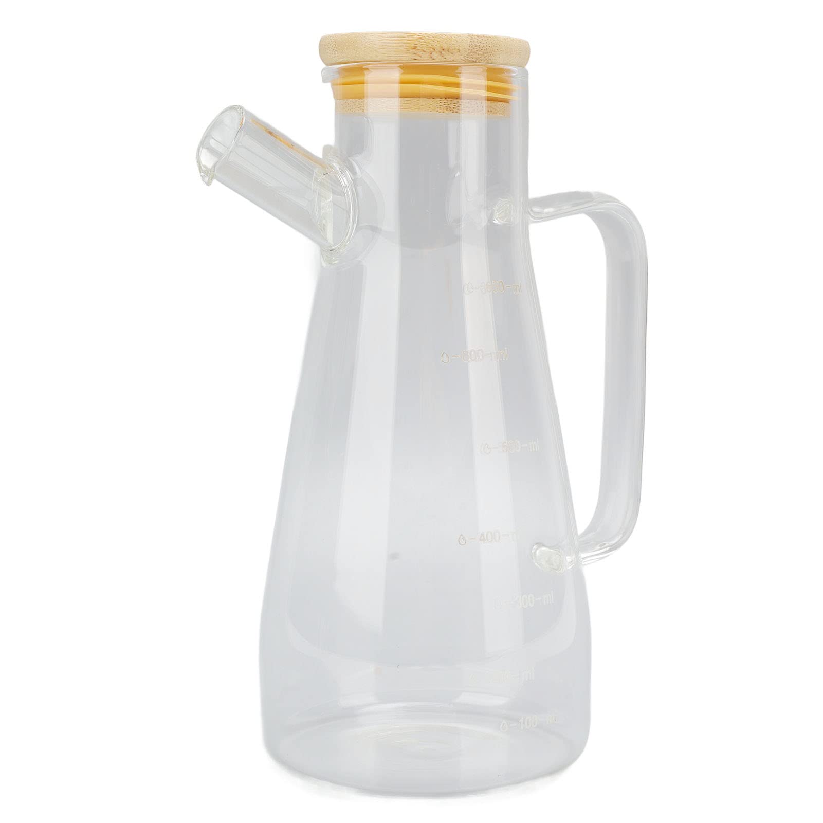 Glass Olive Oil Dispenser, Oil and Vinegar Dispenser Set with Clear Scale, Dustproof and Leakproof, High Borosilicate Glass Oil Bottle (650ML)