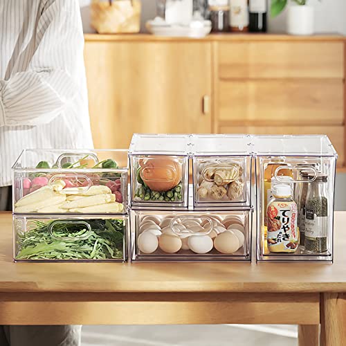 MineSign Set of 6 Stackable Refrigerator Organizer Bins PullOut
