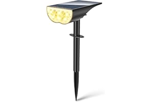 BAXIA TECHNOLOGY Solar Spot Lights Outdoor IP65 Waterproof, 3 Lighting Modes Landscape Lighting for Outside, Dusk to Dawn Solar Pathway Lights for Yard Garden Driveway, Warm White, 1 Pack